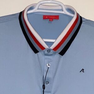 REDVANLY GOLF PERFORMANCE CURTIS ATMOSPHERE BLUE RIBBED POLO SHIRT 2XL NWT